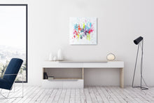 Load image into Gallery viewer, Confettis 2 hung on a wall in a bright room above a console
