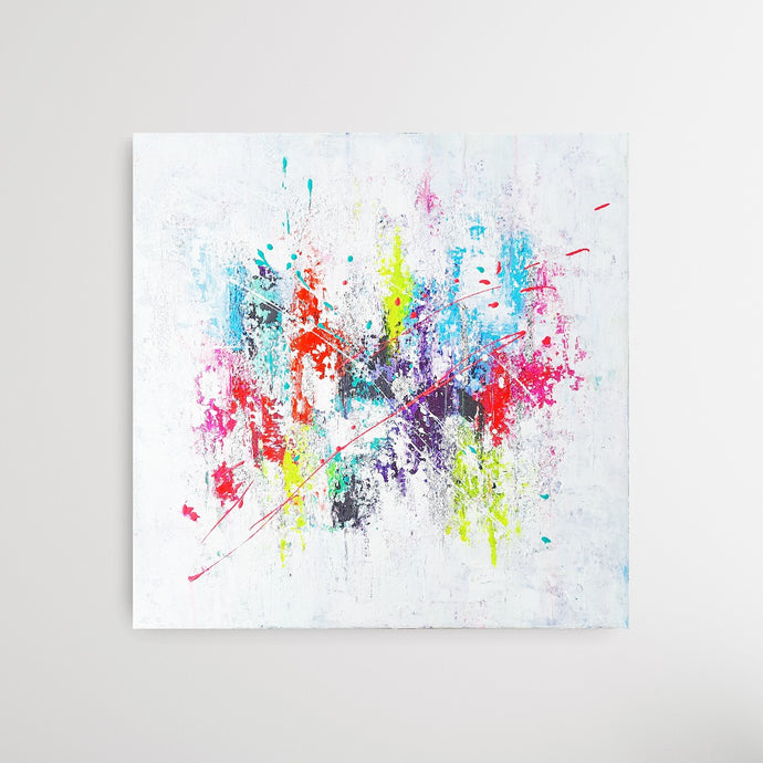 Confettis 2 colorful abstract painting by artist Julie Breheret
