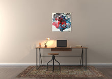Load image into Gallery viewer, Cosmos painting hung on a wall above a desk
