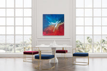 Load image into Gallery viewer, Large abstract painting Jazz All Around Me hung on a wall in a large dining room
